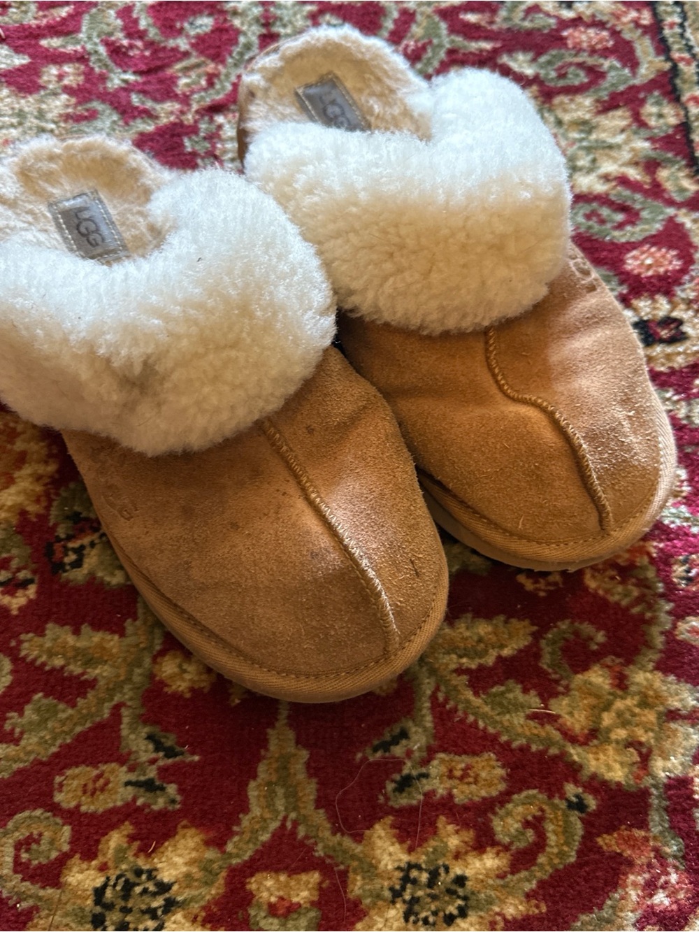 UGG Chestnut Suede Shearling Mule Slippers
